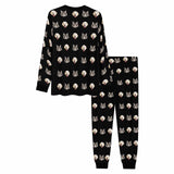 FacePajamas Pajama Black Pajamas Custom Pets Face Men's All Over Print Pajama Set Personalized Photo Loungewear for Him