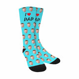 FacePajamas Sublimated Crew Socks Blue Custom Socks with Face Printed I Love Dad Sublimated Crew Socks Personalized Picture Socks Gift for Men