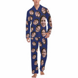 FacePajamas Pajama Blue / S Custom Face Black & Blue & Red Persoanlized Sleepwear Men's Long Pajama Set
