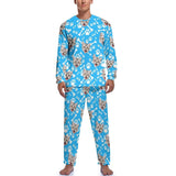 FacePajamas Pajama Blue / S Personalized Photo Crewneck Long Pet Pajama Set Custom Face Cat's Footprints Men's Pajamas