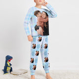 FacePajamas Mother-kid Pajamas Boys/6-7Y(XS) Custom Face Pajamas Sets Pink Blue Plaid Photo Pajamas Mother-kid Matching Nightwear Mother's Day & Birthday Gift