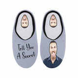FacePajamas Slippers Couple Gift Grey Custom Photo&Text All Over Print Personalized Non-Slip Cotton Slippers For Girlfriend Boyfriend