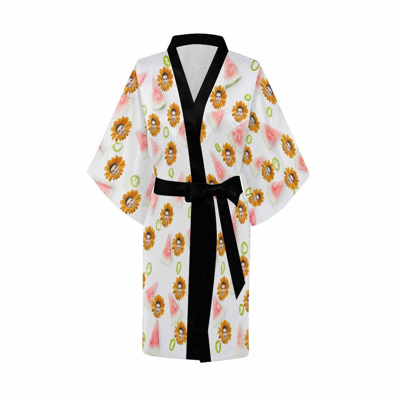 FacePajamas Pajama Custom Boyfriend Face Daisy Women's Summer Short Nightwear Personalized Photo Pajamas Kimono Robe
