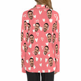 FacePajamas Pajama Custom Boyfriend Face Heart Pink Background Nightwear Personalized Women's Slumber Party Long Pajama Set Shirt&Pants