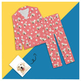FacePajamas Pajama Custom Boyfriend Face Pajamas Pink Heart Sleepwear Personalized Women's Long Pajama Set