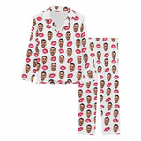 FacePajamas Pajama Custom Boyfriend Face Pajamas Red Lips Sleepwear Personalized Women's Long Pajama Set