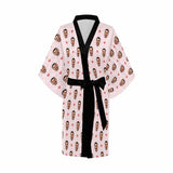 FacePajamas Pajama Custom Boyfriend Face Rhombus Women's Short Sleepwear Personalized Photo Pajamas Kimono Robe