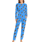 FacePajamas Pajama Custom Boyfriend Face Simple Sleepwear Personalized Women's Slumber Party Crewneck Long Pajamas Set