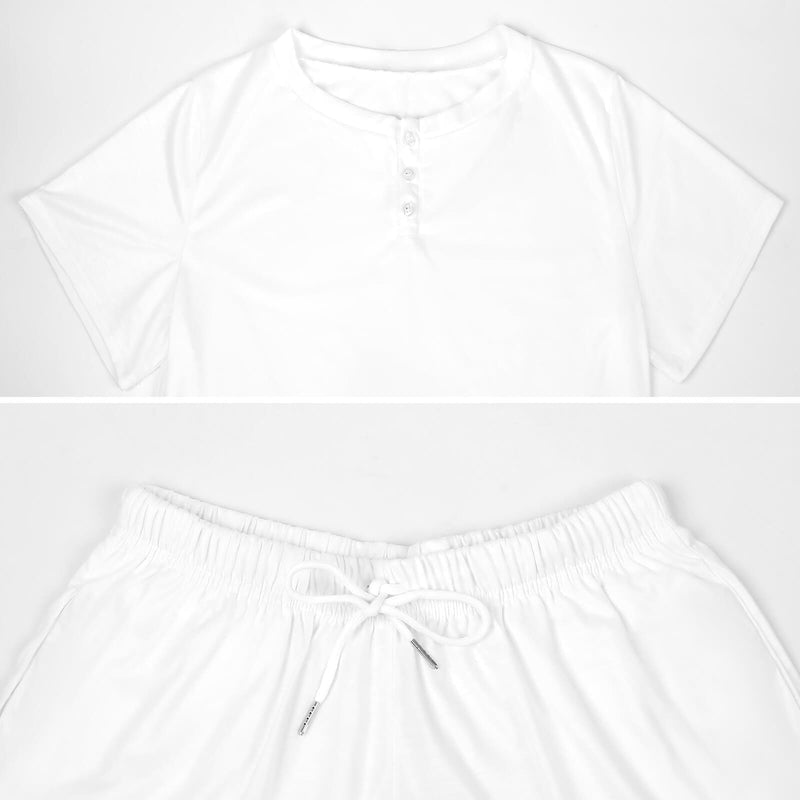 FacePajamas Pajama-2ML-SDS Custom Boyfriend Face White Background Pajama Set Women's Short Sleeve Top and Shorts Loungewear Athletic Tracksuits