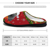 FacePajamas Slippers-2YX-SDS Custom Cat's Photo  & Name Christmas Hat All Over Print Cotton Slippers