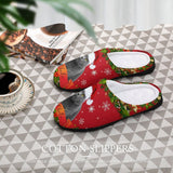 FacePajamas Slippers-2YX-SDS Custom Cat's Photo  & Name Christmas Hat All Over Print Cotton Slippers