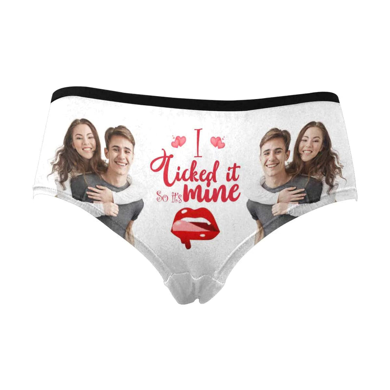 FacePajamas Mix Briefs Custom Couple Matching Lingerie Briefs I Licked it So It's Mine Personalized Face Underwear For Couple Gifts Made for Your Gift