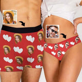 FacePajamas Mix Briefs Custom Couple Matching Lingerie Briefs with Face Heart Personalized Photo Underwear For Couple Gifts