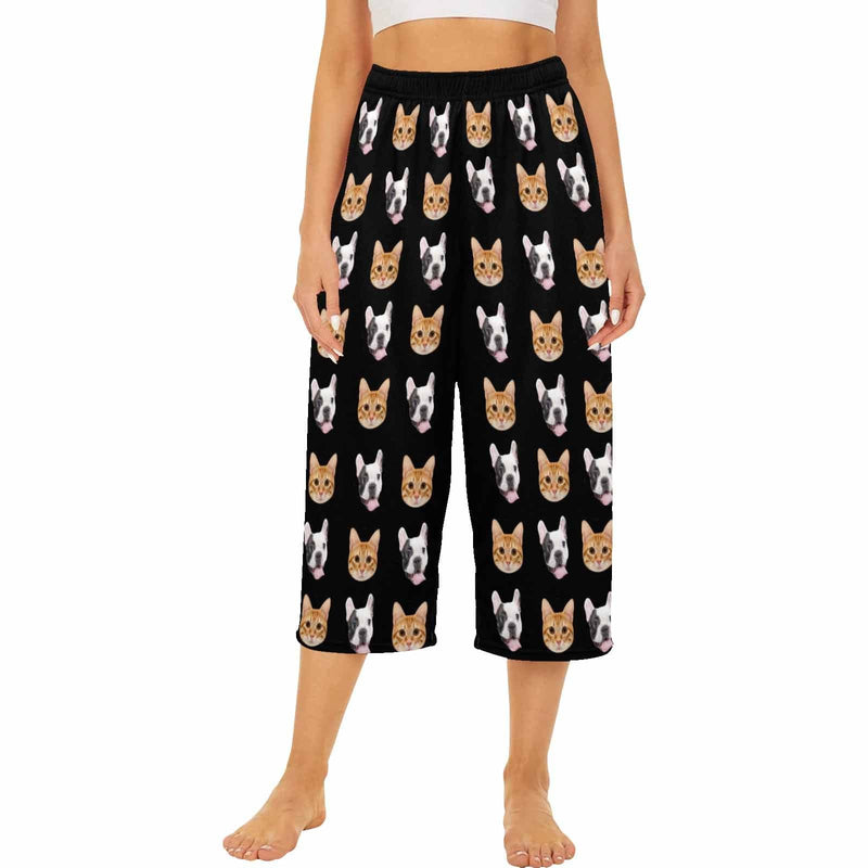 FacePajamas Pajama Shirt&Pants Custom Dog&Cat Face Pet Cropped Pajama Pants For Women Girlfriend Fashion Gift Personalized