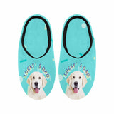 FacePajamas Slippers Custom Dog's Photo&Name All Over Print Personalized Non-Slip Cotton Slippers For Couple