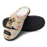 FacePajamas Slippers-2YX-SDS Custom Dog's Photo  & Name Bones Hamburgers All Over Print Cotton Slippers
