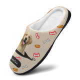 FacePajamas Slippers-2YX-SDS Custom Dog's Photo  & Name Bones Hamburgers All Over Print Cotton Slippers