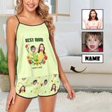 FacePajamas 379780497655 Custom Face Cami Pajamas Set  Flower And Heart Best Mom Women's Personalized Sleepwear