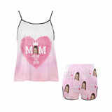 FacePajamas 379780497655 Custom Face Cami Pajamas Set Mom Are The Queen Personalized Sleepwear