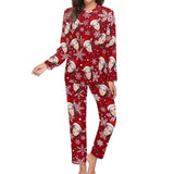 FacePajamas Pajama Custom Face Christmas Hat Snowflakes Nightwear Personalized Women's Slumber Party Crewneck Long Pajamas Set