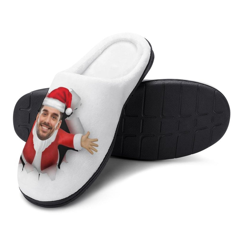 FacePajamas Slippers-2YX-SDS Custom Face Christmas Men's All Over Print Cotton Slippers