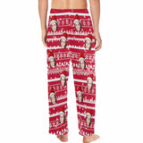 FacePajamas Pajama Shirt&Pants Custom Face Christmas Red Hat Snowflake Sleepwear Personalized Women's&Men's Slumber Party Long Pajama Pants