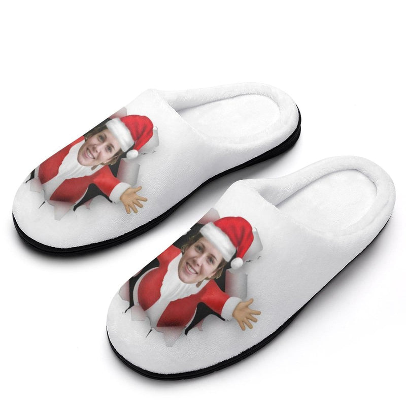 FacePajamas Slippers-2YX-SDS Custom Face Christmas Women's All Over Print Cotton Slippers