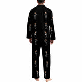 FacePajamas Custom Face Couple Pajamas Personalized Halloween Skeleton Man Custom Image Couple Matching V-Neck Long Sleeves Pajama Set