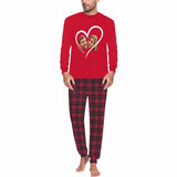 FacePajamas Custom Face Couple Pajamas Personalized Love Custom Image Couple Matching Crew Neck Long Sleeves Pajama Set