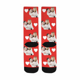 FacePajamas Sublimated Crew Socks Custom Face Couple Socks Love Heart Sublimated Crew Socks Personalized Picture Socks Unisex Gift for Men Women