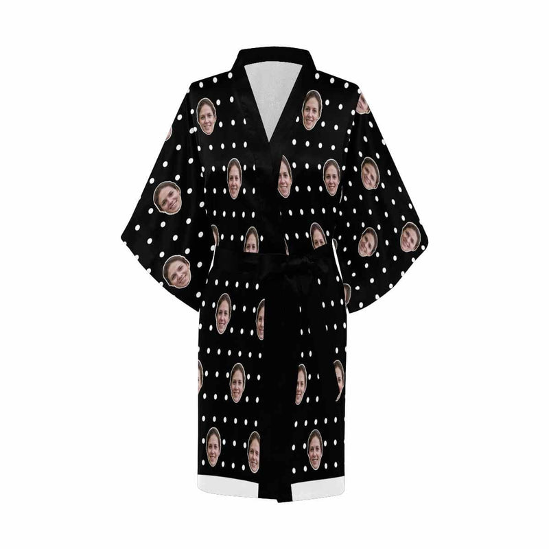 FacePajamas Pajama Custom Face Dot Black Women's Summer Short Pajamas Personalized Photo Pajamas Kimono Robe