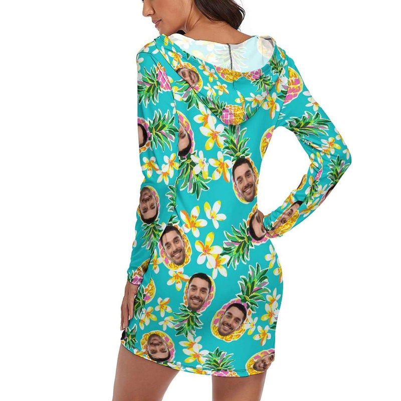 FacePajamas Pajama-2YX-SDS Custom Face Green Pineapple Tracksuit Women's Long Sleeve  Loungewear