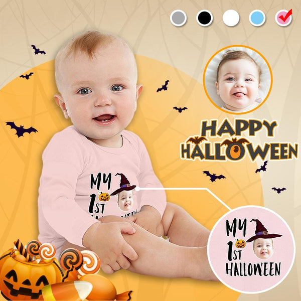 FacePajamas Baby Pajama Custom Face Halloween Gift Bubble Romper Personalized Triangular Baby Jumpsuit Bubble