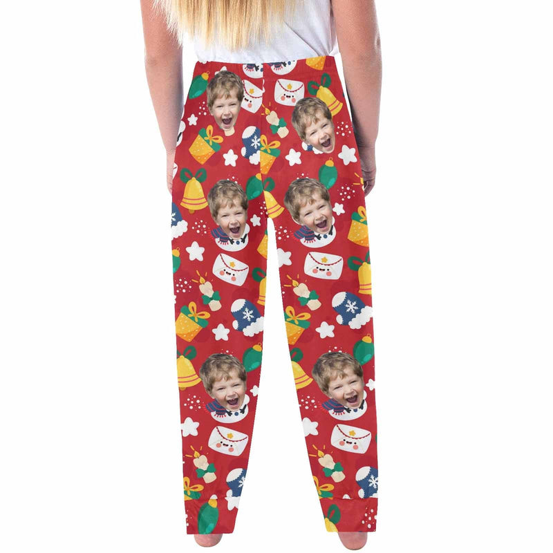 FacePajamas Pajama Shirt&Pants Custom Face Kids' All Over Print Pajama Top & Trousers Red Personalized Long Pajama Set