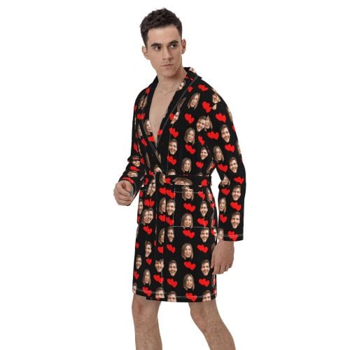 FacePajamas Pajama-2YX-ZW Custom Face Love Couple Matching Pajamas Fleece Robe Loungewear