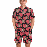 FacePajamas Custom Face Love Heart Matching Couple Pajamas Personalized Photo Pajama Set Funny Nightwear