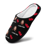 FacePajamas Slippers-2YX-SDS Custom Face Love Heart Men's All Over Print Cotton Slippers
