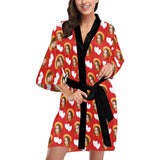 FacePajamas Pajama Custom Face Love Heart Red Women's Summer Short Pajamas Personalized Photo Pajamas Kimono Robe