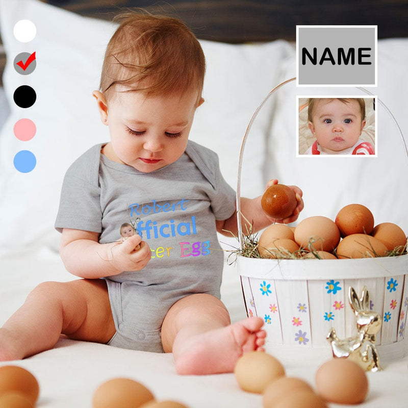 FacePajamas Baby Pajama Custom Face&Name Easter Egg Newborn Baby Bodysuit Girls Boys Baby Jumpsuit Personalized Summer Bubble Romper