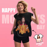 FacePajamas Pajama Custom Face&Name Pajamas Love You Mom Loungewear Personalized Women's Short Pajama Set Mother's Day & Birthday Gift