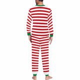 FacePajamas Pajama Custom Face & Name Red White Stripes Christmas Sleepwear Personalized Men's Slumber Party All Over Print Pajama Set