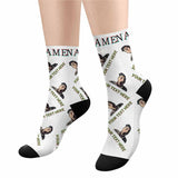 FacePajamas Sublimated Crew Socks Custom Face&Name&Text Socks Personalized Black White Sublimated Crew Socks Unisex Gift for Men Women