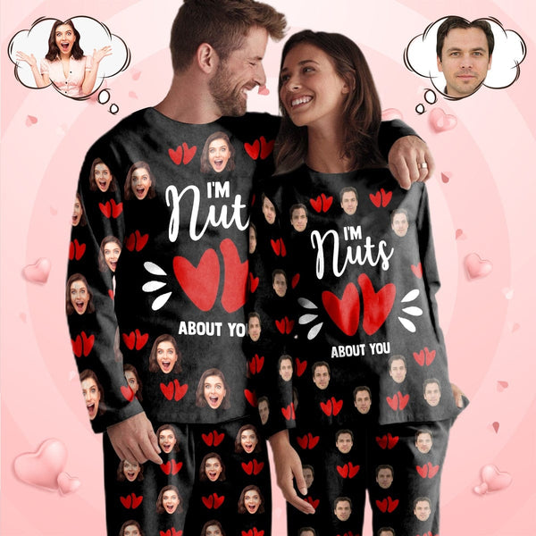 FacePajamas Pajama Custom Face Nuts About You Sleepwear Personalized Slumber Party Couple Matching Pajamas