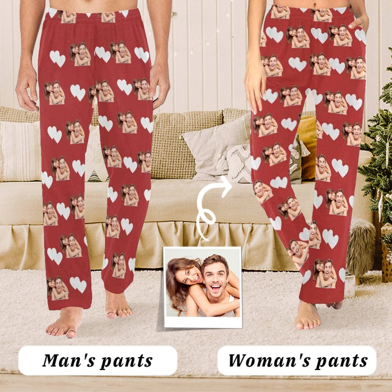 FacePajamas Pajama Pants Custom Face Pajama Pants Love Photo Couples Sleepwear for Women & Men