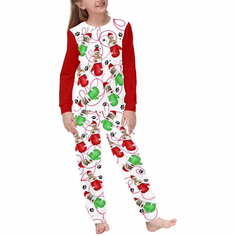 FacePajamas Custom Face Pajamas Christmas Funny Sleepwear Personalized Girls Long Sleeve Pajamas Set