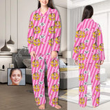 FacePajamas Custom Face Pajamas Girl Power Girls Support Girls Sleepwear Personalized Women's Long Pajama Set