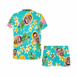 FacePajamas Pajama Custom Face Pajamas Green Pineapple Summer Loungewear Personalized Women's Short Pajama Set