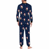 FacePajamas Pajama Custom Face Pajamas Personalized Christmas Hats and Snowflakes Men's Crew Neck Long Sleeve Pajama Set
