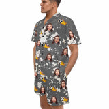 FacePajamas Custom Face Pajamas Personalized Football Men's V-Neck Short Sleeve Pajama Set