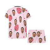 FacePajamas Pajama Custom Face Pajamas Strawberry Sleepwear Personalized Pink Women's Short Pajama Set